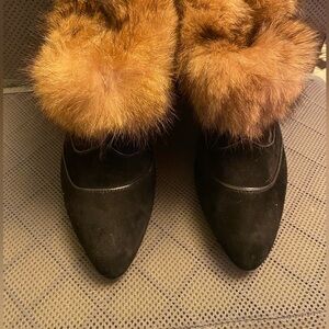 Vintage Tod’s Ankle Boots Suede Boots With Fur